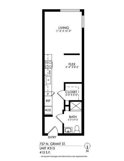 A floor plan for a 11-ZX 13'-3" living space.